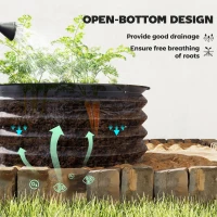 Outsunny Set of 2 Raised Garden Bed, Metal Planter Box with Safety Edging, Easy-to-assemble Stock Tank, Dark Grey(m-5)