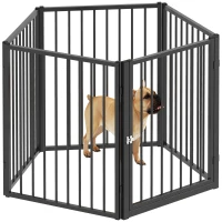 PawHut Parque para Cães Parque para Animais 5 Painéis Cerca Portátil Dobrável Seguro Preto(m-7)