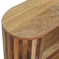 Solid Mango Wood Ariella Cabinet with 2 Open Shelves with Oak-like Finish, Bedside Shelf with Slim Nordic Legs, 30L x 70W x 65H cm, Brown(m-4)