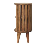 Ariella Solid Mango Wood Bedside Table with 2 Open Shelves, Desk with Hand‑Finished Minimalist Scandi‑Style Legs, 26L x 36W x 55H cm, Brown(m-8)