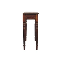 Solid Mango Wood 3-Drawer Console with Turned Legs, Ample Storage, Desk for Generous Organisation and Built to Last, 35L x 110W x 80H cm, Brown(m-7)