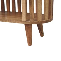 Solid Mango Wood Ariella Cabinet with 2 Open Shelves with Oak-like Finish, Bedside Shelf with Slim Nordic Legs, 30L x 70W x 65H cm, Brown(m-5)