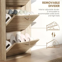 HOMCOM 12-Shoe Flip Drawer Storage Cabinet - Brown Wood-Effect(m-6)