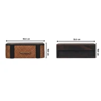 Handcrafted Solid Wood Wall-Mounted Bedside Drawer with Spacious Drawer, Bedside Table with Bronze Metal Accent, 32L x 50W x 18H cm, Brown(m-3)