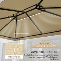 Outsunny Ersatzdach für Pavillon 3 x 4 m wasserabweisend Pavillondach mit Doppeldach Cremeweiß(m-4)