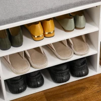 HOMCOM Banco para Sapatos com Almofada de Assento Compartimentos Abertos e Gaveta 101x29x47,5 cm Branco e Cinza(m-5)