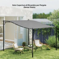 Outsunny Telo di Ricambio per Pergola da Giardino 3x3 m con 16 Fori di Drenaggio, 297x297 cm, Grigio(m-2)