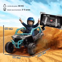 AIYAPLAY Carro Elétrico para Crianças 12V Kawasaki Teryx KRX 1000 com 2 Motores Faróis e USB 100x64x56 cm Azul(m-3)