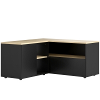 HOMCOM Móvel Tv de Canto Banco para Televisão Até 40" com 2 Armários e 3 Nichos 90x90x45 cm Carvalho e Preto