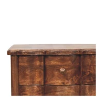Solid Mango Wood Chest of Drawers with 3 Spacious Drawers and Turned Legs, Bedside Cabinet for Living Room, 40L x 85W x 83H cm, Brown(m-4)