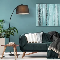 HOMCOM Candeeiro de Pé em Arco Curvado para Sala Candeeiro de Arco Moderno em Metal Candeeiro de Pé Metal Linho Preto(m-2)