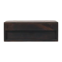 Handcrafted Solid Wood Wall-Mounted Bedside Drawer with Spacious Drawer, Bedside Table with Bronze Metal Accent, 32L x 50W x 18H cm, Brown(m-9)