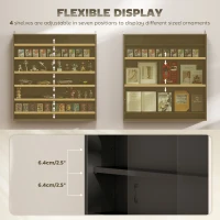 HOMCOM Six Shelf Display Cabinet, with Glass Doors - Black(m-4)