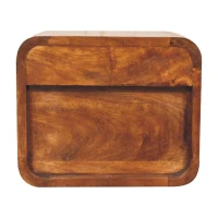 Solid Wood Mini Curve Floating Bedside with Drawer and Open Slot, Bedside Table with Robust Steel Frame, 25L x 30W x 25H cm, Brown(m-10)