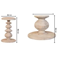 Solid Mango Wood Accent Table with Eco‑Conscious 100% Solid, Hand‑Finished Circular Desk with Durable Construction, 38L x 38W x 60H cm, Beige(m-3)