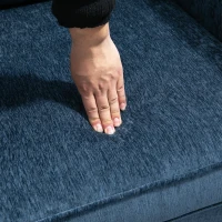 HOMCOM Poltrona em Tecido com Pés em Aço Dourado Grande Conforto Bolsos Laterais para Sala Escritório Quarto Azul(m-5)