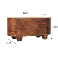 Solid Wood Curva Storage Trunk with Single Deep Drawer, Durable Design, Handcrafted Table for Organised Bedroom, 35L x 80W x 38H cm, Brown(m-3)