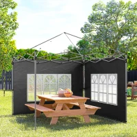 Outsunny Set 2 pannelli laterali per gazebo con finestra, 295x195 cm, Nero(m-4)