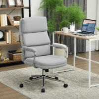 HOMCOM Cadeira de Escritório Cadeira Ergonômica com Altura Ajustável Função de Balanço 62x73x105-113 cm Cinza(m-6)