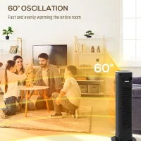 HOMCOM 2000W Ceramic Electric Heater with 3 Heat Settings, Timer - Black(m-6)