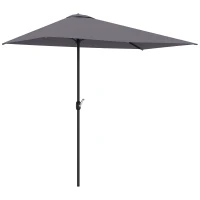Outsunny Patio Half Parasol, Balcony Semi Round Umbrella with Crank Handle, 2.3m, Grey(m-10)