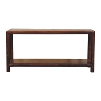 Solid Wood Regency Bench with Single Open-Slot Storage and Hand-Finished Grain, Durable Seat for Living Room, 35L x 105W x 50H cm, Brown(m-2)