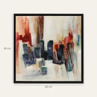 HOMCOM Cuadros en Lienzo Abstractos a Mano 40x40 cm 2 Piezas Cuadros de Arte de Pared Enmarcados Textura Rica Multicolor(m-3)