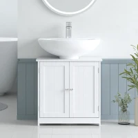 kleankin Meuble salle de bain sous lavabo - meuble sous-vasque - placard 2 portes avec étagère - dim. 60L x 30l x 60H cm - en bois blanc(m-10)