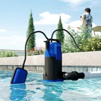 Outsunny Bomba de Evacuação para Águas Sujas/Limpas Vazão 20000L/H 750W Profundidade Máx. 7m Interruptor de Boia 17x16x36cm Preto(m-6)