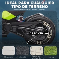AIYAPLAY Quad Eléctrico para Niños 12V con 2 Motores Velocidad hasta 5 km/h 3 Ruedas Suspensión Verde(m-6)