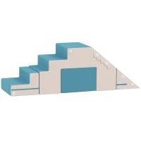 AIYAPLAY 2-teiliges weiches Spielblöcke-Set für Kleinkinder, Kunstleder, Schaumstoff, zum Klettern, Bauen, Spielen, Beige+Blau(m-1)