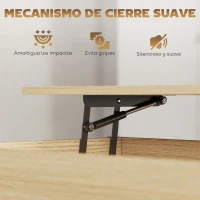 HOMCOM Mesa de Centro Elevable con Ruedas Mesa de Salón con Compartimento Oculto Estantes Abiertos Madera Natural y Blanco(m-6)