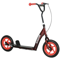 AIYAPLAY Kinderstep, in hoogte verstelbare step voor kinderen, met rem, standaard, 2 wielen, draagvermogen 50 kg, staal, kunststof, rood