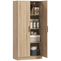 HOMCOM Credenza Cucina Moderna con 2 Ripiani Regolabili e Ante a Chiusura Ammortizzata, 75x40x165 cm, Legno(m-10)