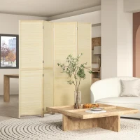 HOMCOM Biombo em Madeira de Bambu 4 Painéis 180x180 cm Separador de Ambientes Divisória Dobrável Natural(m-6)