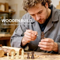 SPORTNOW 15 Inch Chess Set, Foldable Chess and Draughts Set, Brown(m-7)