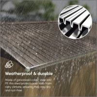 Outsunny 13 x 11ft Metal Garden Shed, Outdoor Storage Tool House with Ventilation Slots, Foundation Kit and Lockable Double Doors, Yellow(m-5)