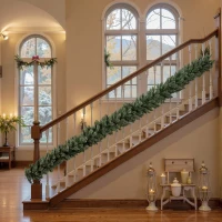 HOMCOM 2,7 m künstliche Weihnachtsgirlande Dekoration mit 216 Spitzen Tannengirlande für Treppen Kamin Grün(m-7)