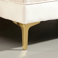 HOMCOM Banco Banqueta Capitonê Final de Cama Estilo Clássico Chique 118x45x42 cm Pés em Metal Dourado Veludo Bege(m-5)