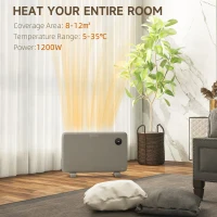 HOMCOM 1200W Electric Convector Heater, Freestanding or Wall Mounted, Space Heater with Adjustable Thermostat, Timer, Grey(m-4)