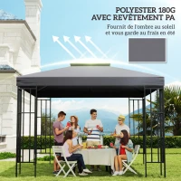 Outsunny Toit de Remplacement pour pavillon de Jardin Toile de Rechange pour pavillon tonnelle Tente 3 x 3 m Gris(m-6)