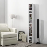 HOMCOM Rangements pour CD et DVD avec 12 compartiments, capacité max. 204 CD, 21 x 20 x 175 cm, blanc(m-10)