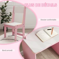 ZONEKIZ Bureau enfant avec chaise ergonomique avec clavier coulissant tiroir niches et étagères ouvertes 90 x 45 x 90 cm rose(m-7)