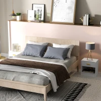 HOMCOM Conjunto com 2 Mesas de Cabeceira Mesa de Noite com 2 Gavetas e Prateleiras Abertas Estilo Moderno 39x28x41 cm Branco(m-4)