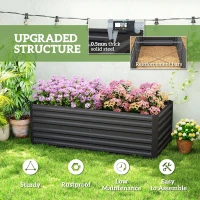Outsunny Raised Beds for Garden, Galvanised Steel Outdoor Planters with Multi-reinforced Rods, 180 x 90 x 59 cm, Black(m-5)