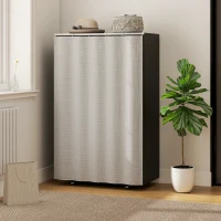 HOMCOM Armário Roupeiro Móvel 4 Rodízios com Varão para Roupas e Prateleiras Abertas 80x40x128 cm Preto(m-5)