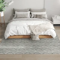 HOMCOM Tapis salon 170 x 120 cm poils courts lavable en machine hypoallergénique pour salon, chambre à coucher, bureau, gris(m-10)