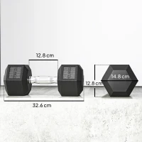 HOMCOM 2x12.5KG Rubber Hex Dumbbell Portable Hand Weights Dumbbell Home Gym(m-3)