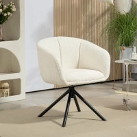 HOMCOM Fauteuil de salon pivotant 360°, fauteuil de chambre avec assise rembourrée, 58,5 x 59 x 78,5 cm, crème(m-10)