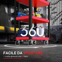 HOMCOM Carrello Porta Attrezzi a 3 Ripiani in Metallo e PP, 70.5x35x82.5 cm, Rosso e Nero(m-5)